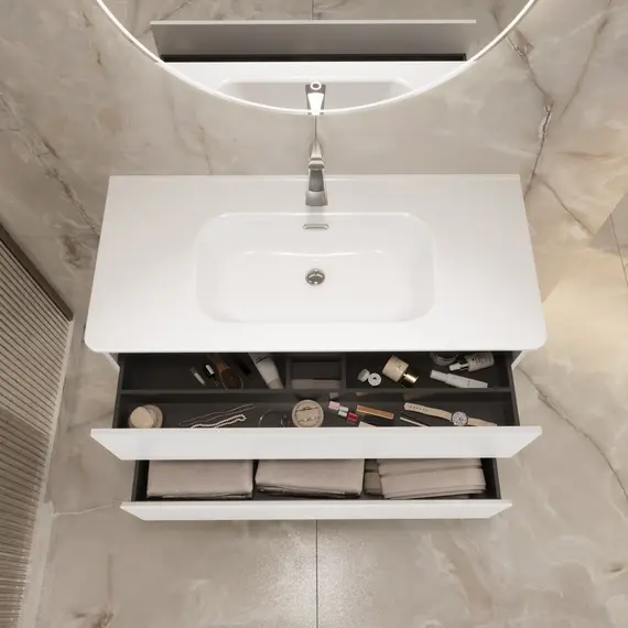 Тумба подвесная 1Marka Mona   2ящика, белый