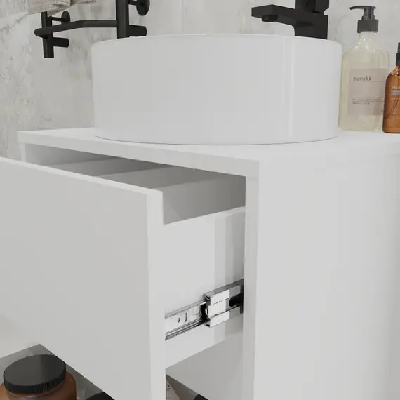 Тумба подвесная 1Marka Veil  2ящика, белая аляска/ столешница белая