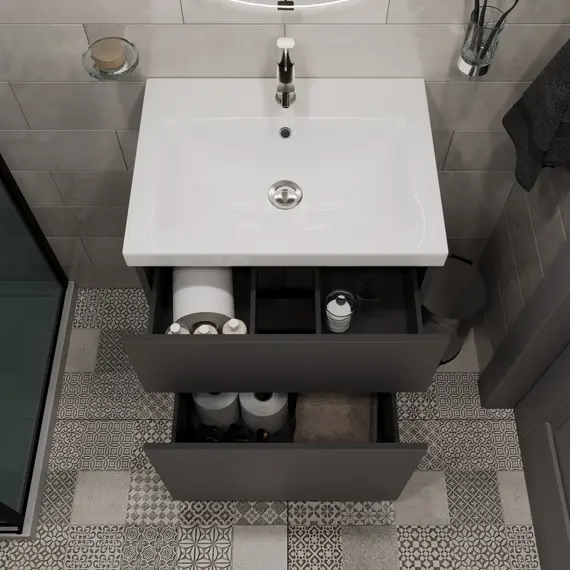 Тумба напольная 1Marka Aris 2ящика, антрацит/монолит дарк