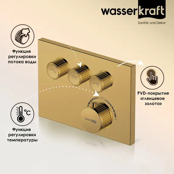 WasserKRAFT Sauer 7158 Thermo Термостатический смеситель для ванны и душа