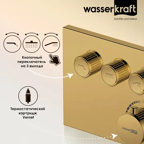 WasserKRAFT Sauer 7158 Thermo Термостатический смеситель для ванны и душа