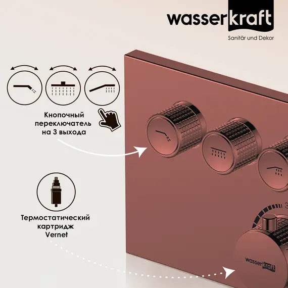 WasserKRAFT Asphe 7758 Thermo Термостатический смеситель для ванны и душа