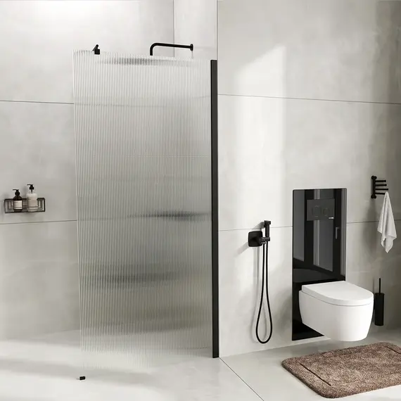 Душевая перегородка WasserKRAFT Rur 30W MB-FL ребристое/черный