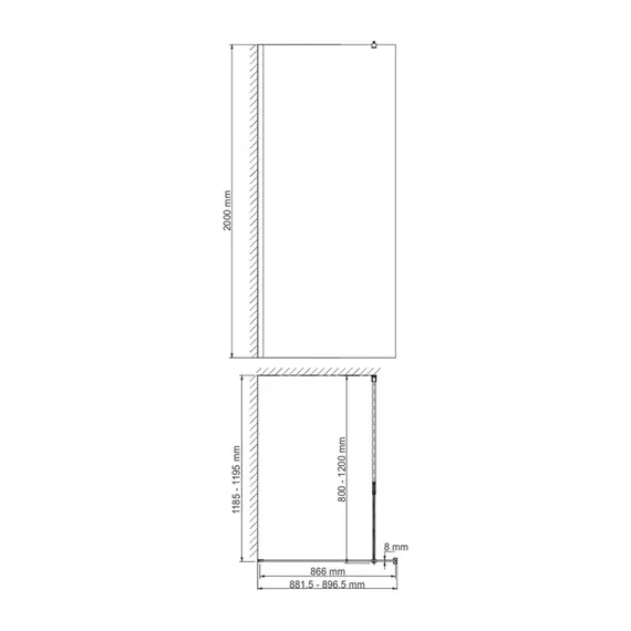 Душевая перегородка WasserKRAFT Rur 30W MB-TG тонирован/черный