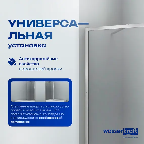 Стеклянная шторка WasserKRAFT Abens 20W01-80 Brushed nickel Fixed