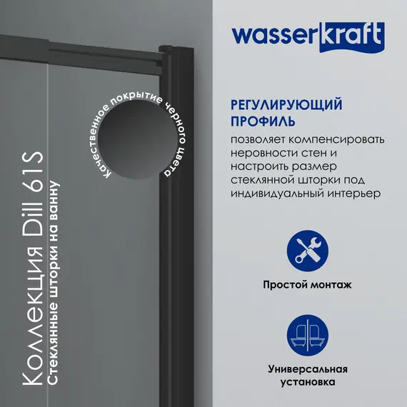 Стеклянная шторка  WasserKRAFT Dill
