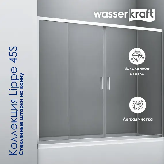 Стеклянная шторка WasserKRAFT Lippe 45S02-170   170х150