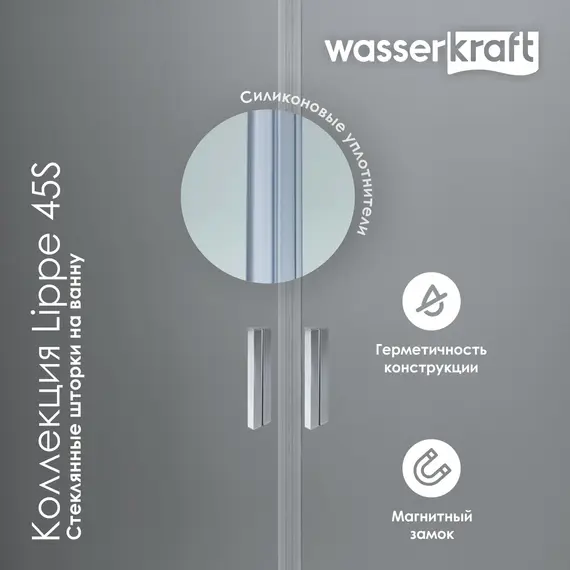 Стеклянная шторка WasserKRAFT Lippe 45S02-170   170х150