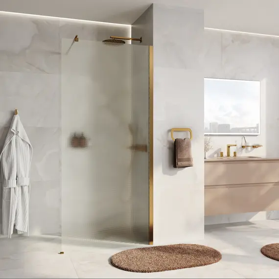 Душевая перегородка WasserKRAFT Rur 30W BG-TXG рифленое/матовое золото