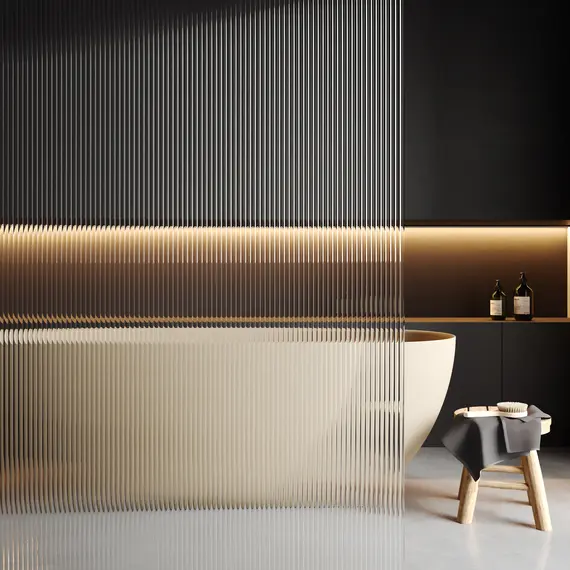 Душевая перегородка WasserKRAFT Rur 30W MB-FL ребристое/черный