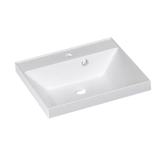 Тумба напольная "БАТЛЕР" (1 ящ.) с раковиной ASTI 50 Люкс антискрейтч белый глянец PLUS