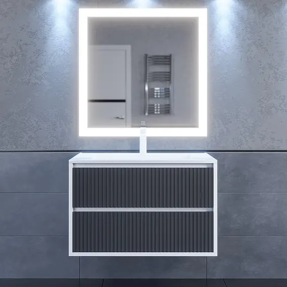 Тумба подвесная  Uperwood Next Premium  белая/графит, 1/2 ящика