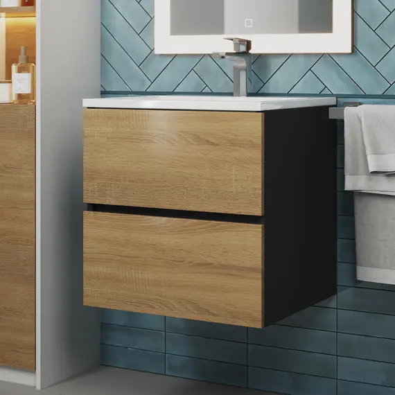 Тумба подвесная  Uperwood Barsa  черная/дуб сонома