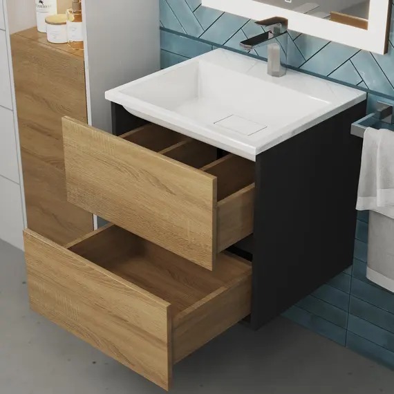 Тумба подвесная  Uperwood Barsa  черная/дуб сонома