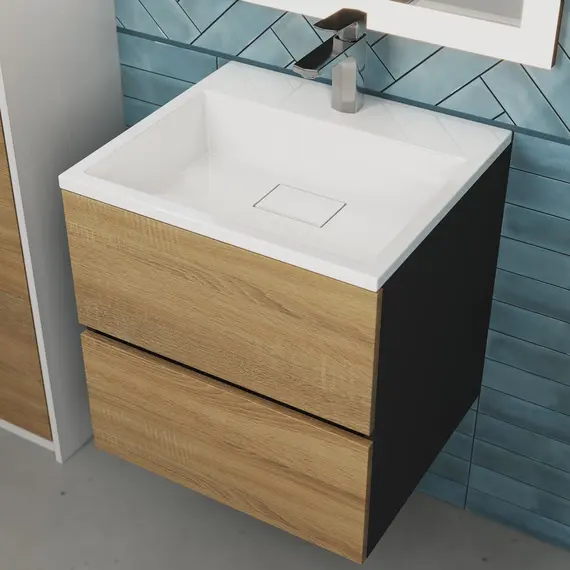 Тумба подвесная  Uperwood Barsa  черная/дуб сонома