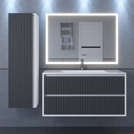 Тумба подвесная  Uperwood Next Premium  белая/графит, 1/2 ящика