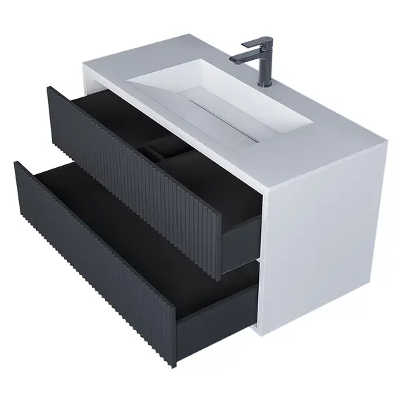 Тумба подвесная  Uperwood Next Premium  белая/графит, 1/2 ящика