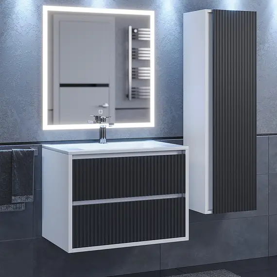 Тумба подвесная  Uperwood Next Premium  белая/графит, 1/2 ящика