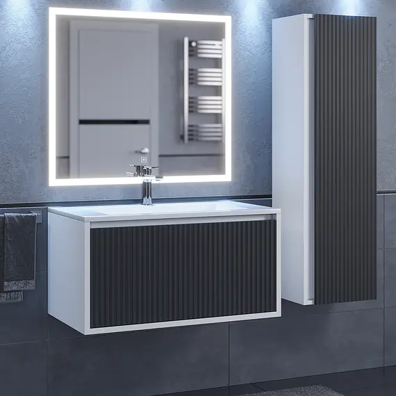 Шкаф-пенал подвесной Uperwood Next Premium, 35х120 см, белый/графит