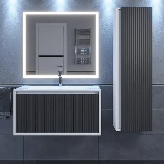 Шкаф-пенал подвесной Uperwood Next Premium, 35х120 см, белый/графит