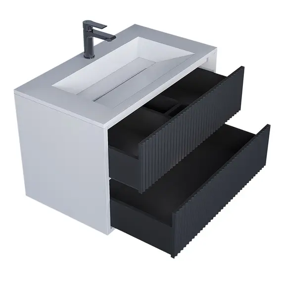 Тумба подвесная  Uperwood Next Premium  белая/графит, 1/2 ящика