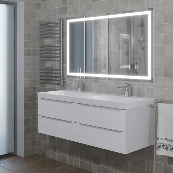 Тумба подвесная под двойную раковину  Uperwood Tanos 120х45х50 см, белая, 4 ящика