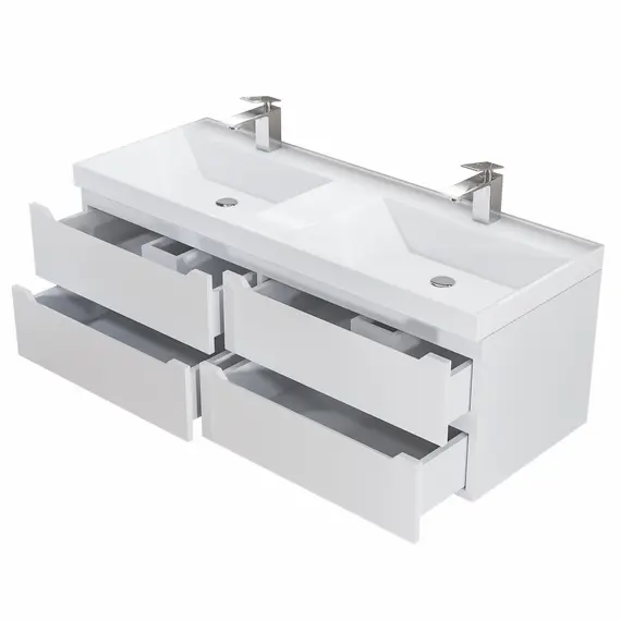Тумба подвесная под двойную раковину  Uperwood Tanos 120х45х50 см, белая, 4 ящика