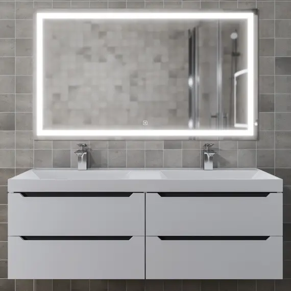 Тумба подвесная  под двойную раковину  Uperwood Tanos 120х45х50 см, белая/графит, 4 ящика