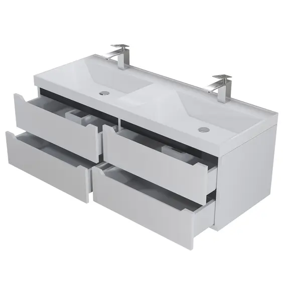 Тумба подвесная  под двойную раковину  Uperwood Tanos 120х45х50 см, белая/графит, 4 ящика