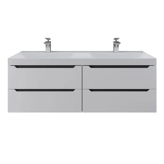 Тумба подвесная  под двойную раковину  Uperwood Tanos 120х45х50 см, белая/графит, 4 ящика