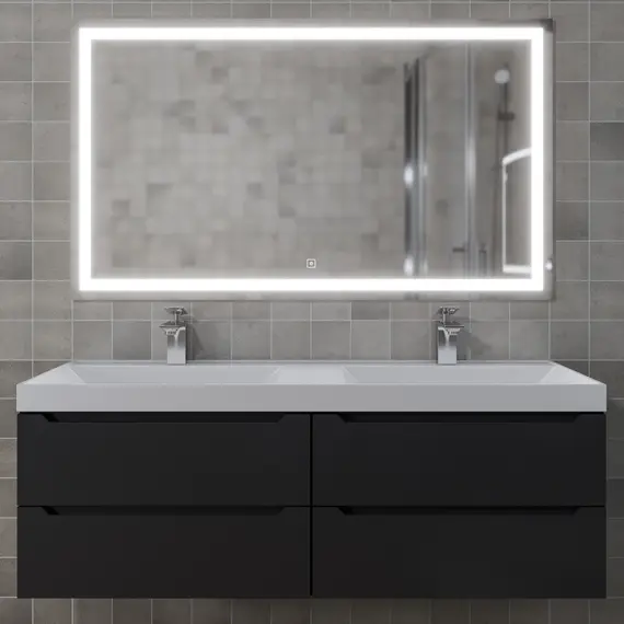 Тумба подвесная  под двойную раковину  Uperwood Tanos 120х45х50 см, черная матовая, 4 ящика