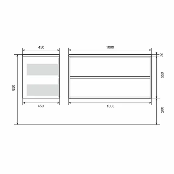 Тумба подвесная  Uperwood Next Premium  белая, 1/2 ящика