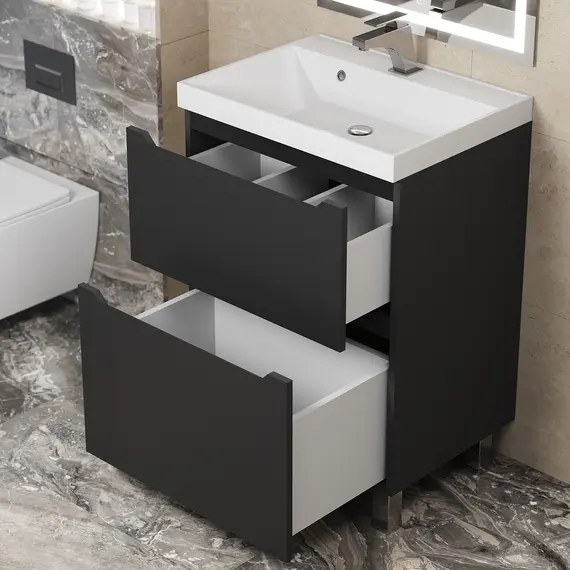 Тумба напольная Uperwood Tanos черная, 2/3 ящика