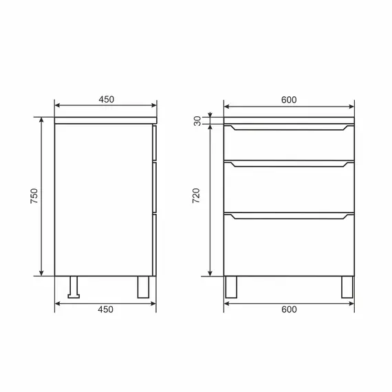 Тумба напольная  Uperwood Tanos белая, 2/3 ящика