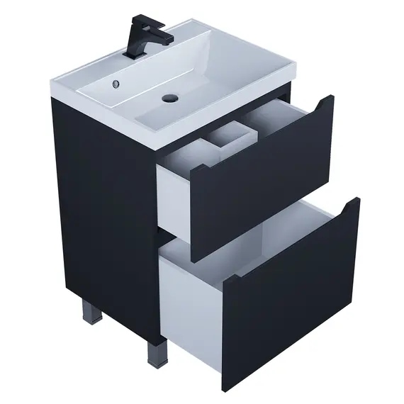 Тумба напольная Uperwood Tanos черная, 2/3 ящика