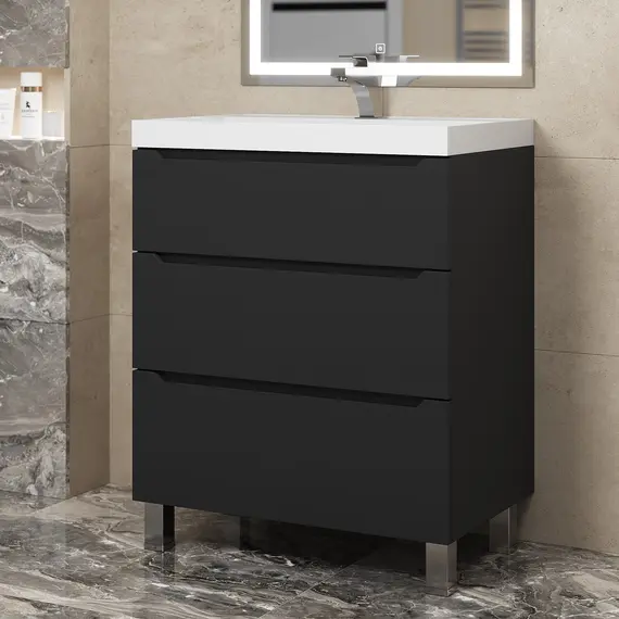 Тумба напольная Uperwood Tanos черная, 2/3 ящика