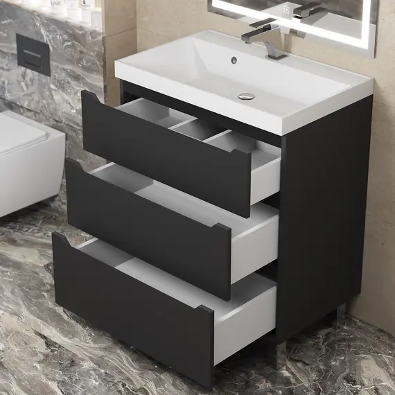 Тумба напольная Uperwood Tanos черная, 2/3 ящика