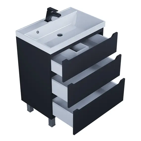 Тумба напольная Uperwood Tanos черная, 2/3 ящика