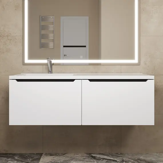 Тумба подвесная Uperwood Tanos 120 см, белая/графит, левая/правая