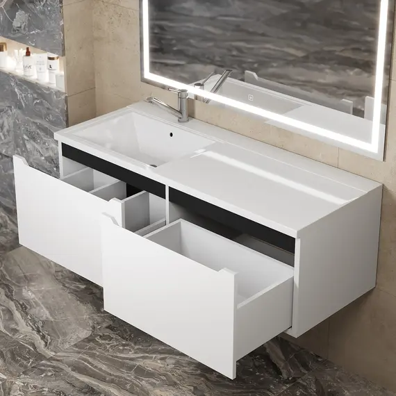 Тумба подвесная Uperwood Tanos 120 см, белая/графит, левая/правая