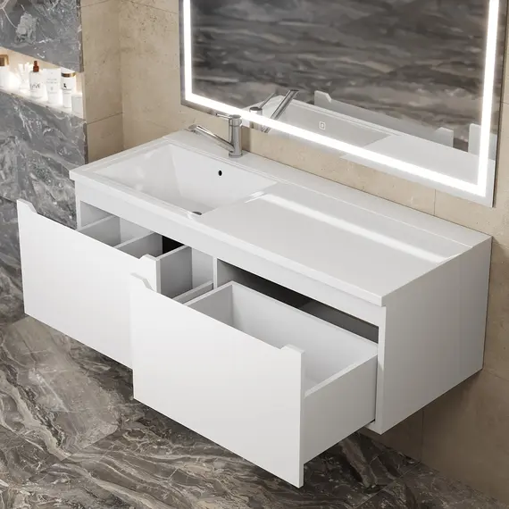 Тумба подвесная Uperwood Tanos 120 см, белая, левая/правая