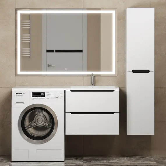 Тумба под стиральную машину подвесная Uperwood Tanos 60х50 см, белая/графит