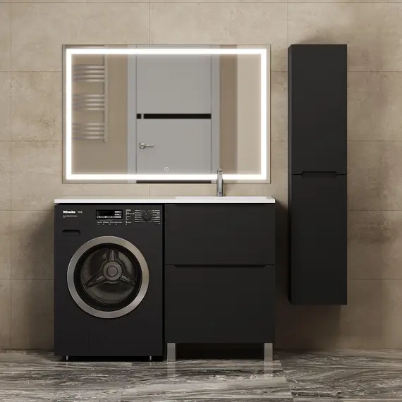 Тумба под стиральную машину напольная Uperwood Tanos 60, черная, 2/3 ящика