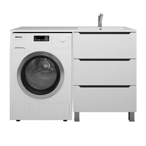 Тумба под стиральную машину напольная Uperwood Tanos 60 белая/графит, 2/3 ящика