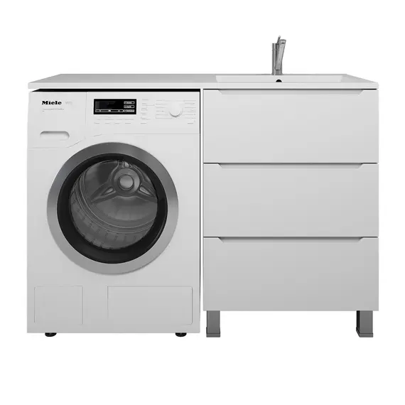 Тумба под стиральную машину напольная Uperwood Tanos 60, белая, 2/3 ящика