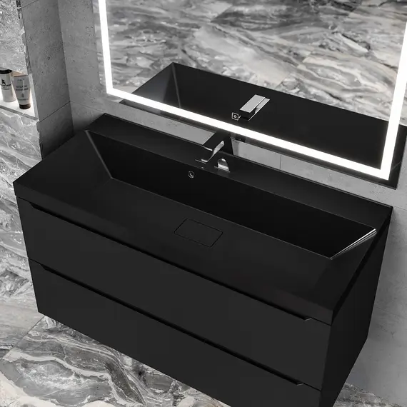 Раковина для ванной  Uperwood Classic New, черная глянцевая, с накладкой/без, для слива