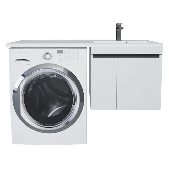 Тумба под стиральную машину подвесная Uperwood Magenta  белая/графит, с дверцами/ящик