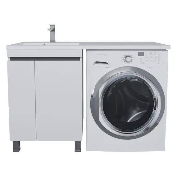 Тумба под стиральную машину напольная Uperwood Magenta  белая/графит, с дверцами