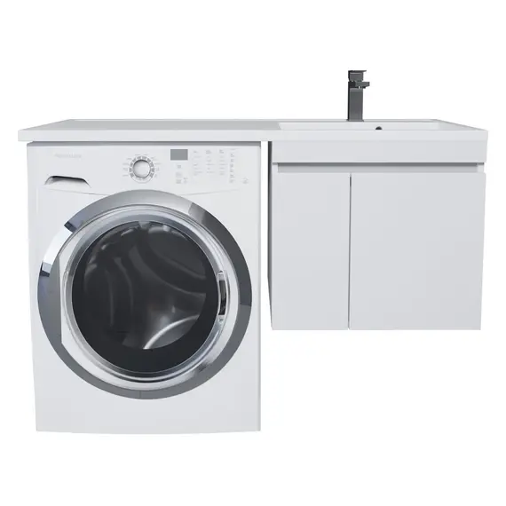 Тумба под стиральную машину подвесная Uperwood Magenta , белая, с дверцами/ящик