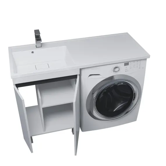 Тумба под стиральную машину напольная Uperwood Magenta  белая/графит, с дверцами
